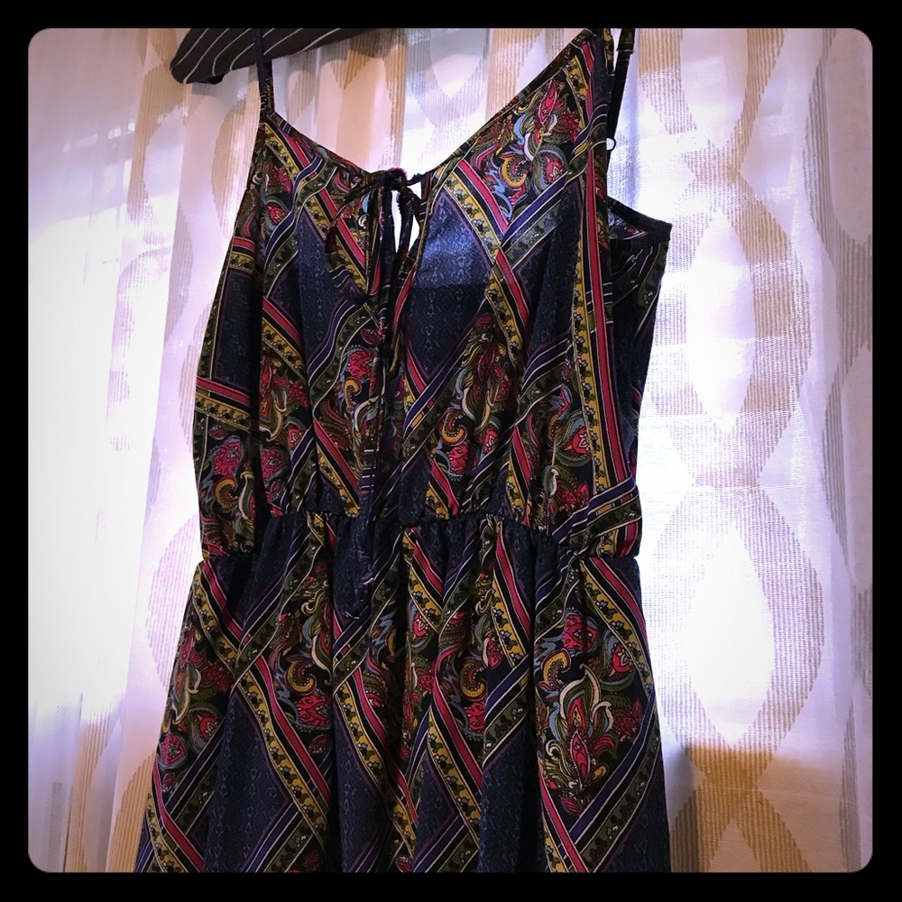 Paisley Printed Silky Maxi Dress with Keyhole Tie